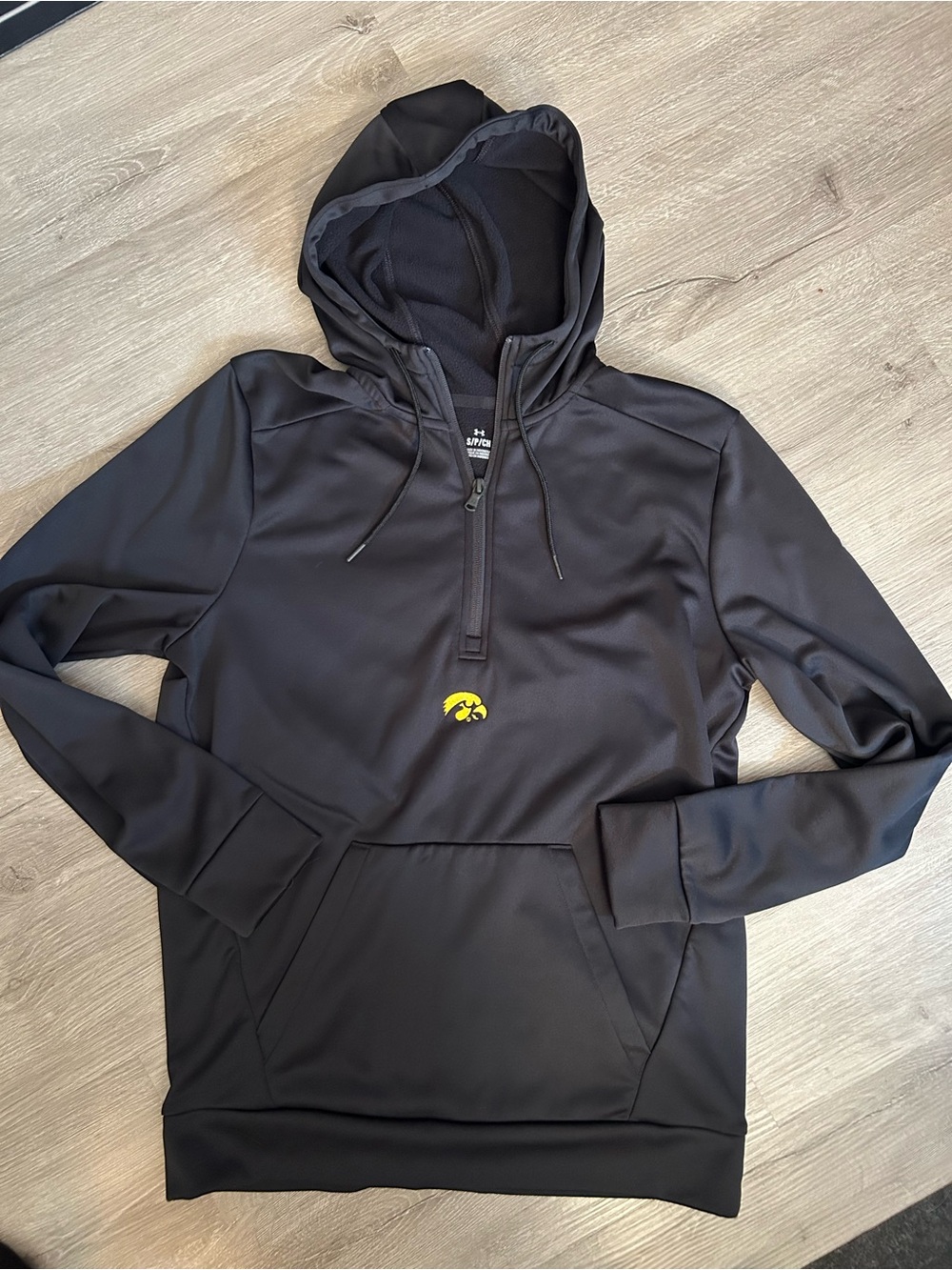 Under armor Black Hooded Pullover with Yellow Iowa Hawkeyes Logo
